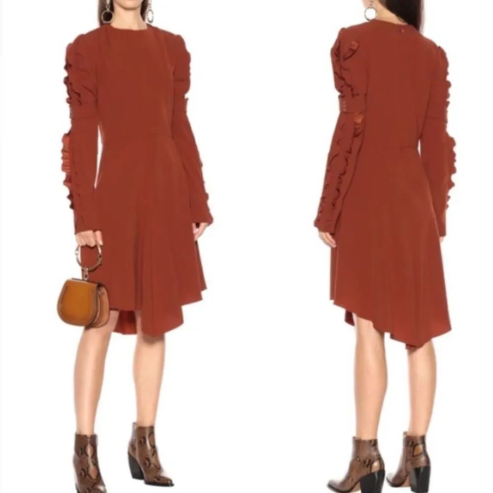 Chloé Crepe Midi Dress in Wildwood Brown